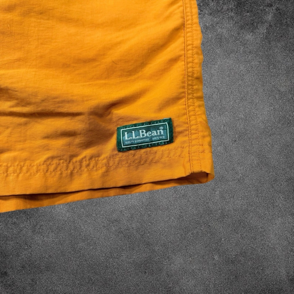 L.L. Bean Men's Swim Trunks XL Orange Nylon Mesh Lined Elastic Waist Shorts - Picture 2 of 6